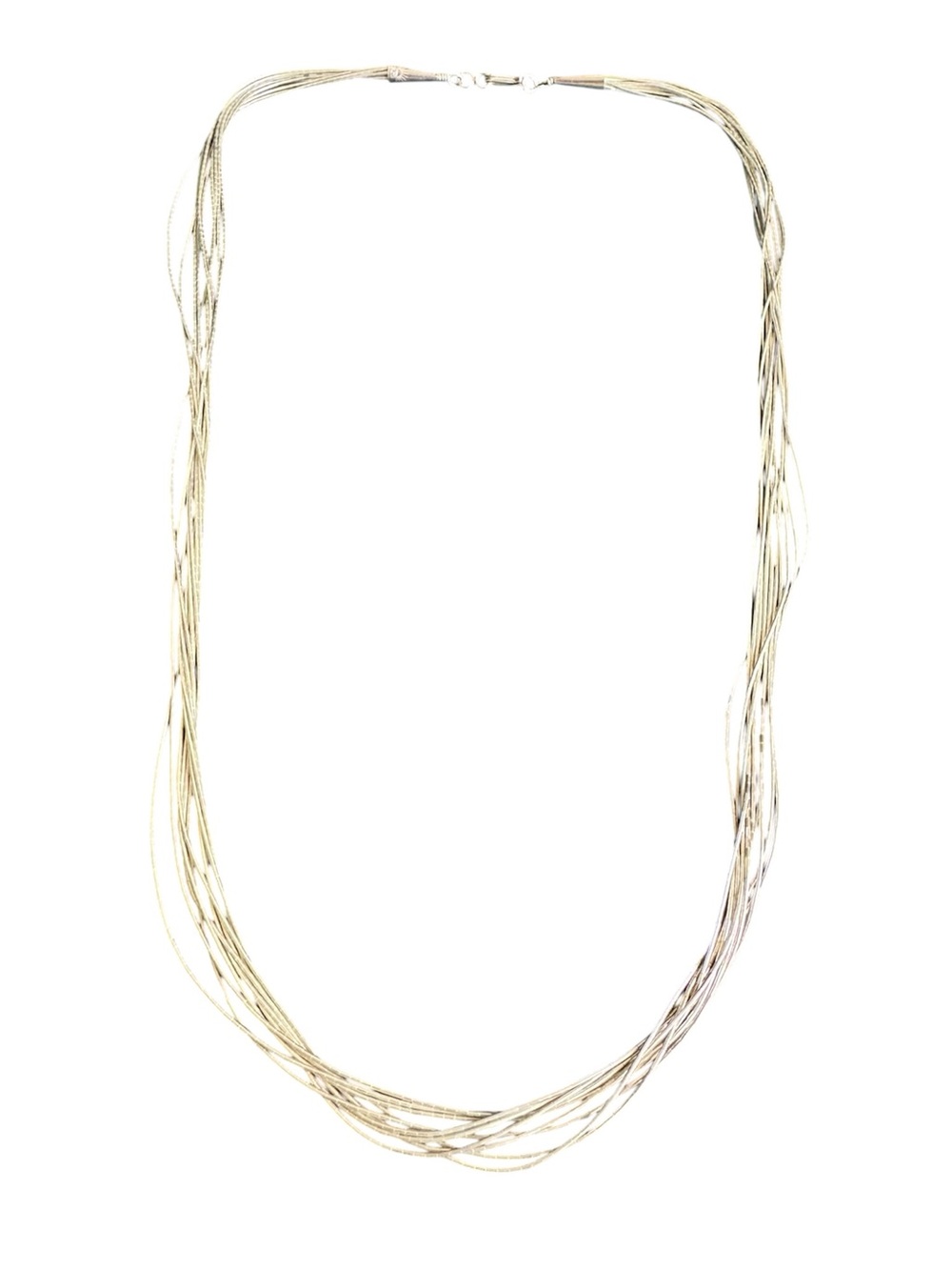 Vintage Liquid Silver Multi-strand Necklace 925 Sterling Beaded Southwestern 24"